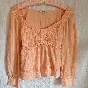 American Eagle Outfitters Peach Lace Blouse